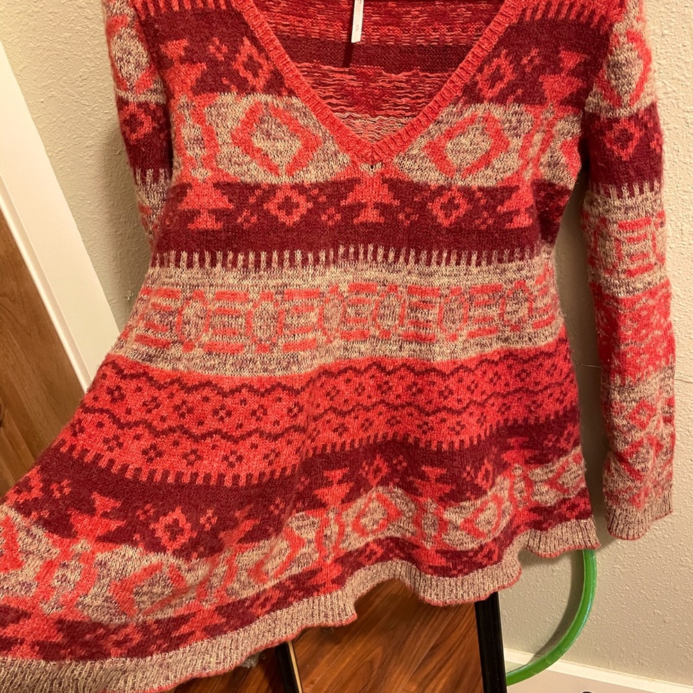Free People Long Sleeve Ruby Navajo Sweater Tunic
